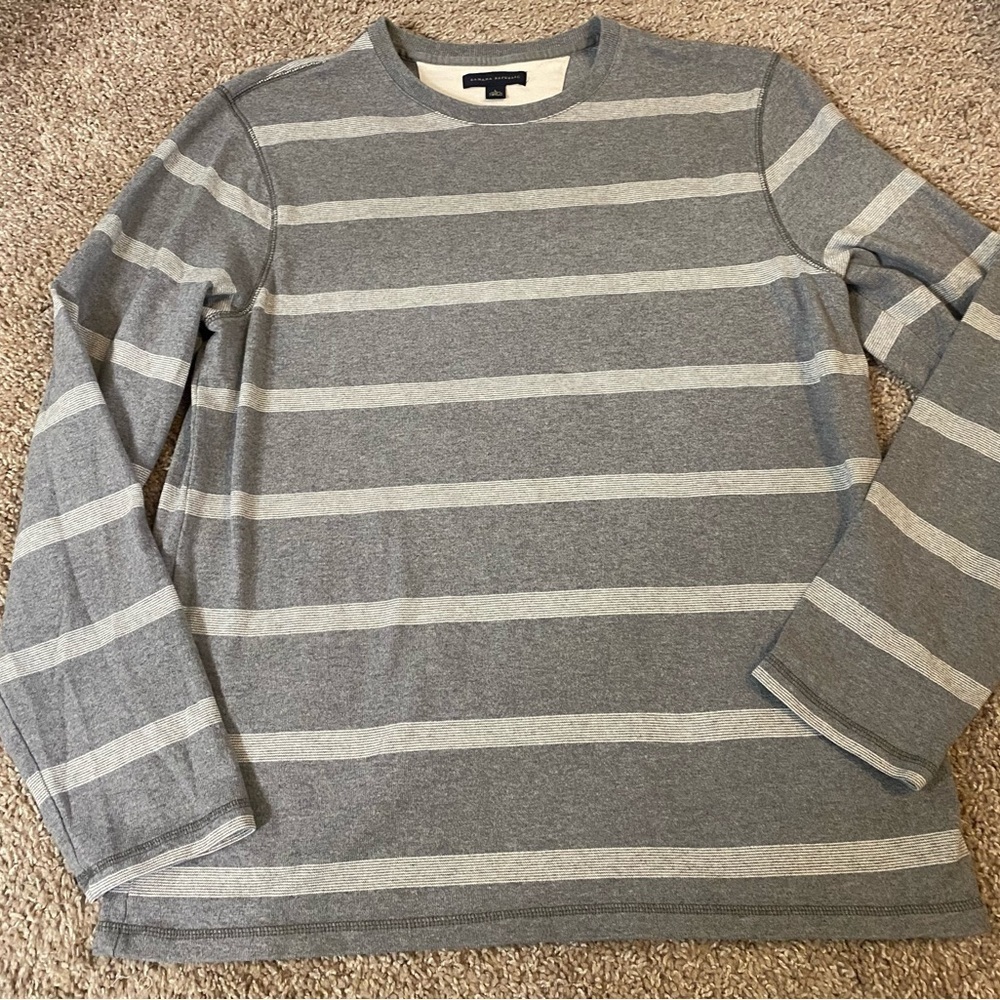 Gray Striped Long Sleeve Shirt banana Republic L